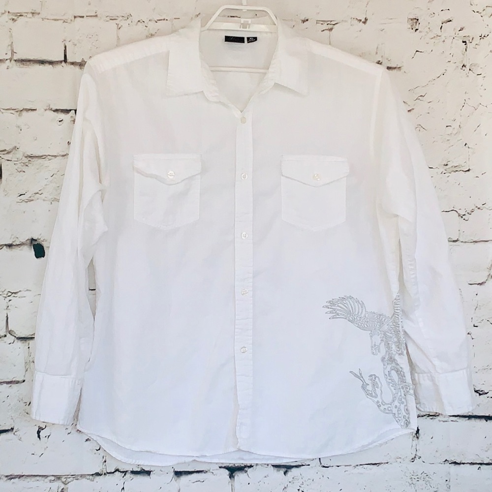 Mens Burnside Western Style Shirt White W Graphics
